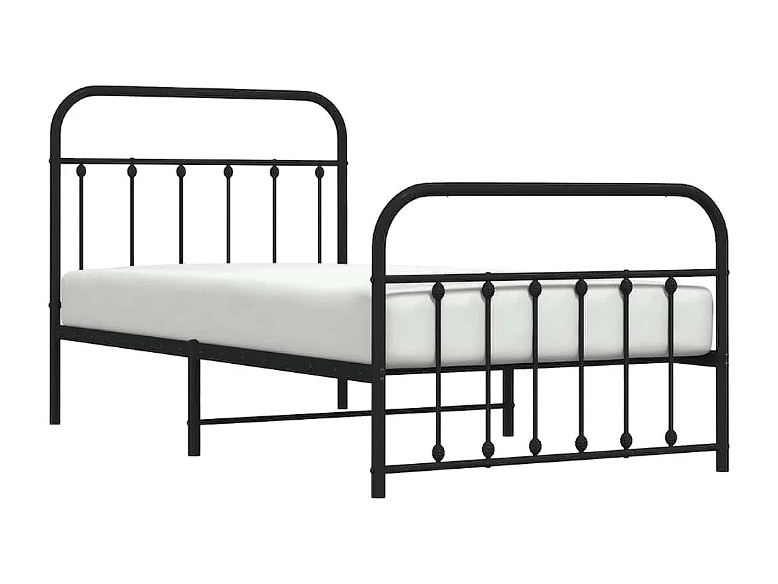 Lit simple | Lit adulte, enfant | Cadre de lit métal avec pied de lit noir 100x190cm