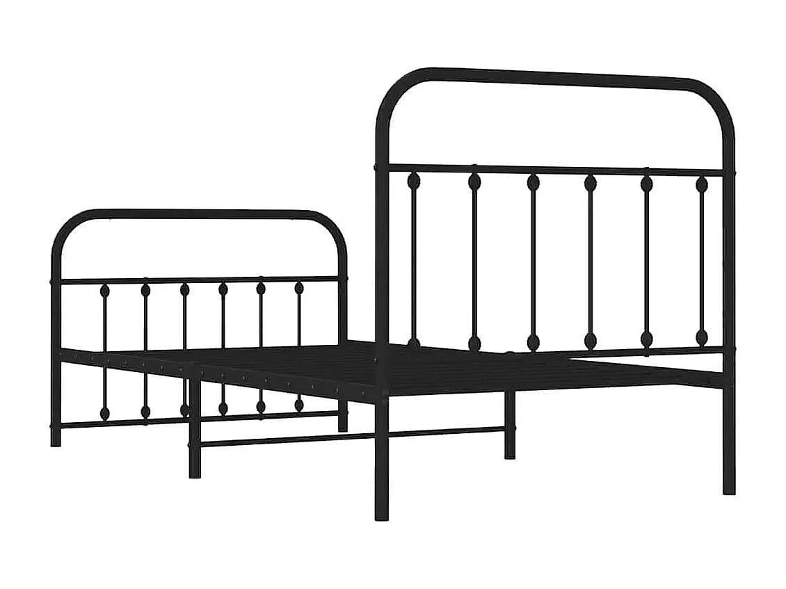 Lit simple | Lit adulte, enfant | Cadre de lit métal avec pied de lit noir 100x190cm