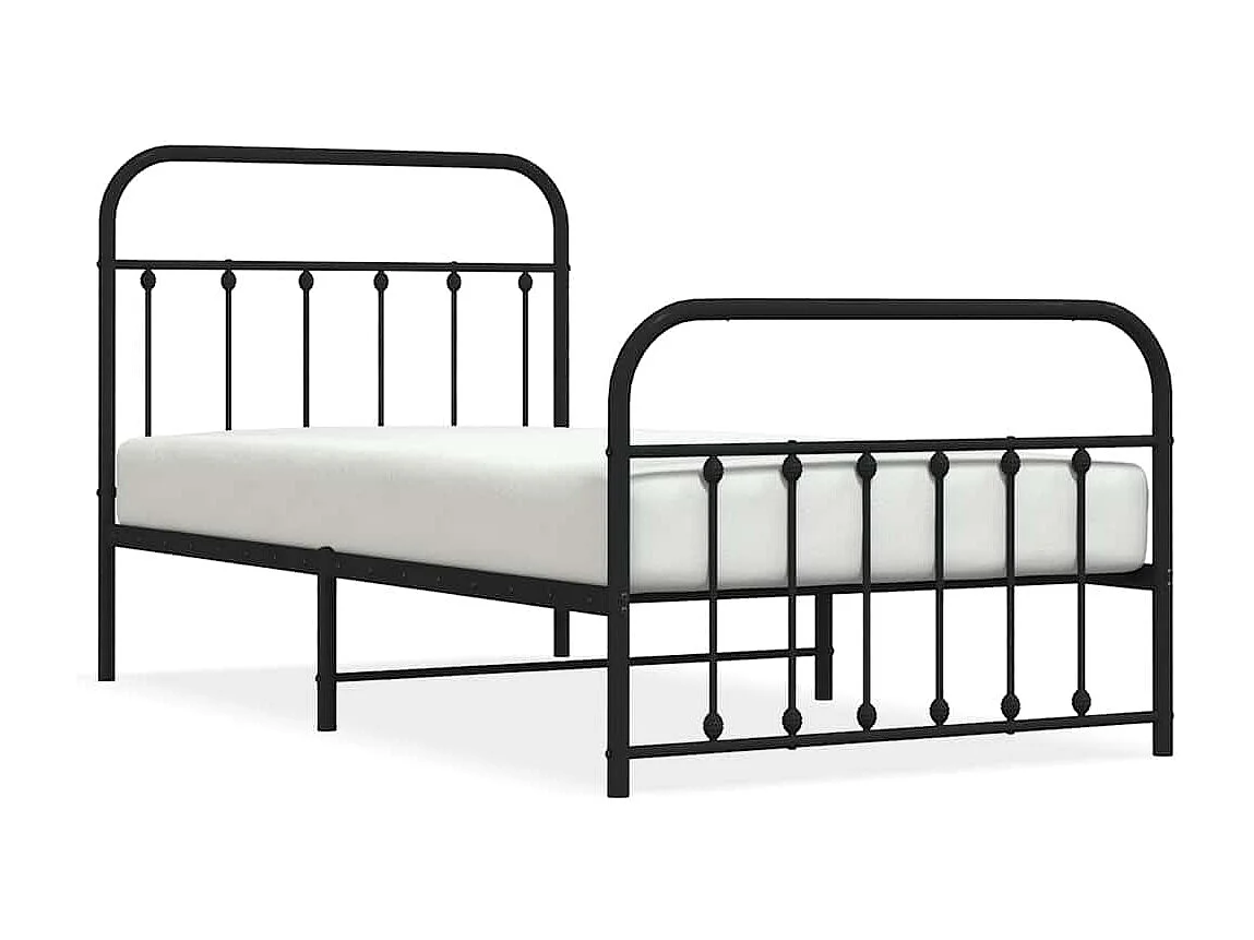 Lit simple | Lit adulte, enfant | Cadre de lit métal avec pied de lit noir 100x190cm