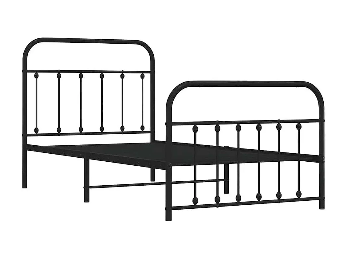 Lit simple | Lit adulte, enfant | Cadre de lit métal avec pied de lit noir 100x190cm
