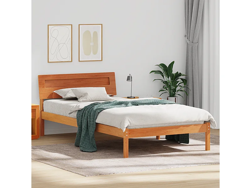 Lit simple | Lit adulte, enfant | Cadre de lit Marron cire 90x190 cm Bois massif en pin
