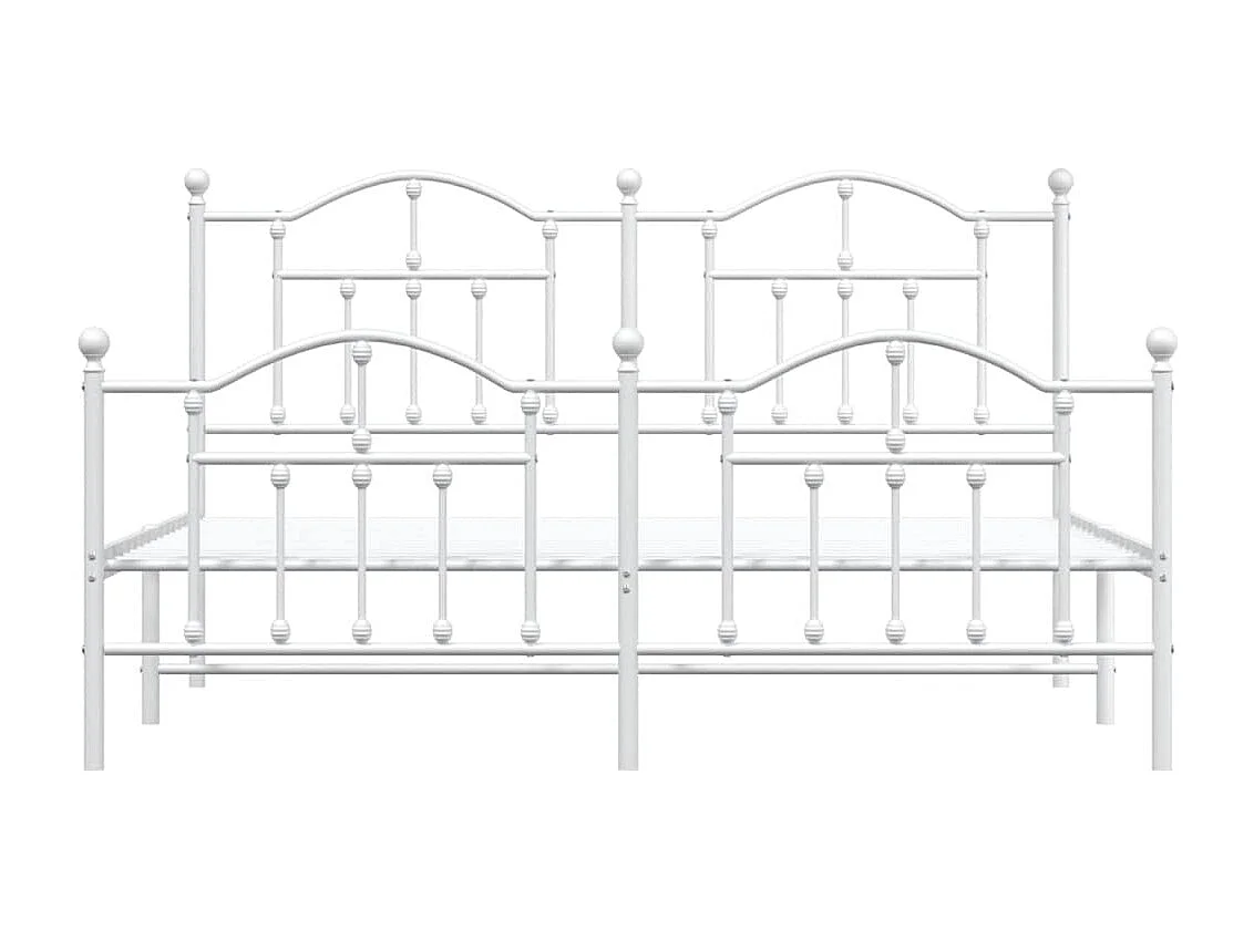 Lit double | Lit adulte | Cadre de lit métal et pied de lit blanc 183x213 cm
