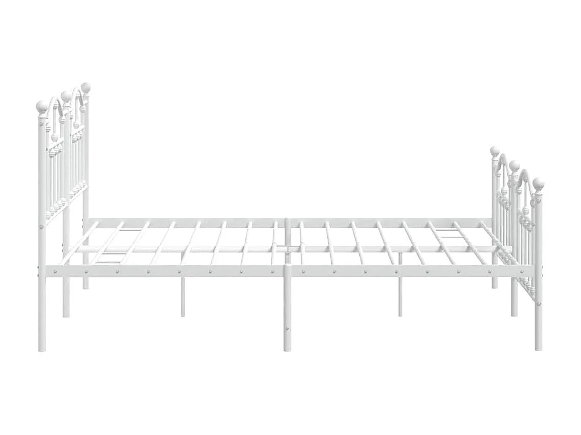 Lit double | Lit adulte | Cadre de lit métal et pied de lit blanc 183x213 cm