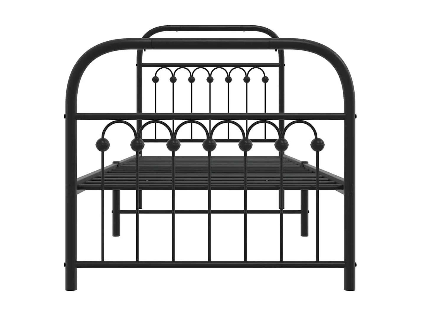 Lit simple | Lit adulte, enfant | Cadre de lit métal avec pied de lit noir 80x200 cm