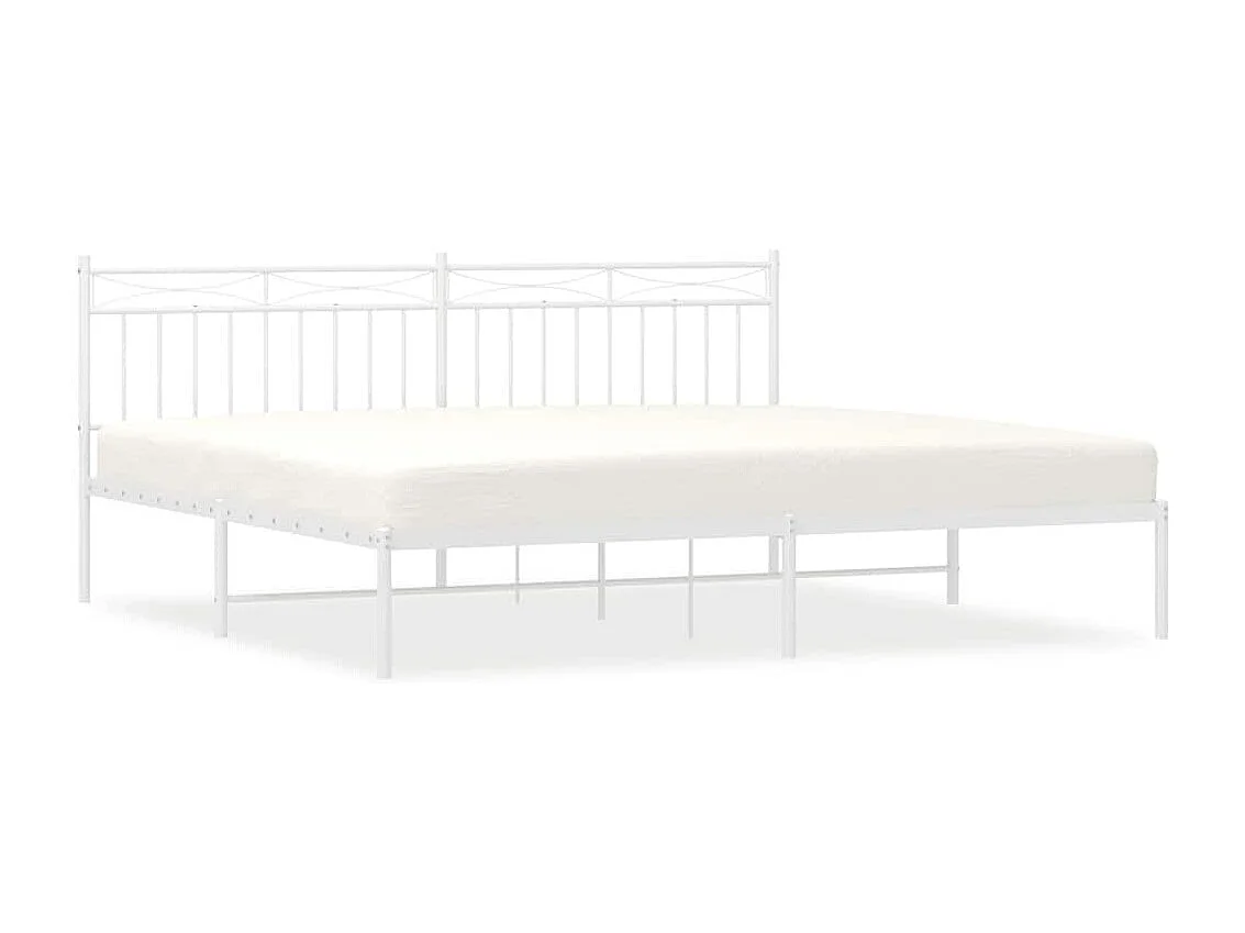Lit double | Lit adulte | Cadre de lit métal et tête de lit blanc 193x203 cm