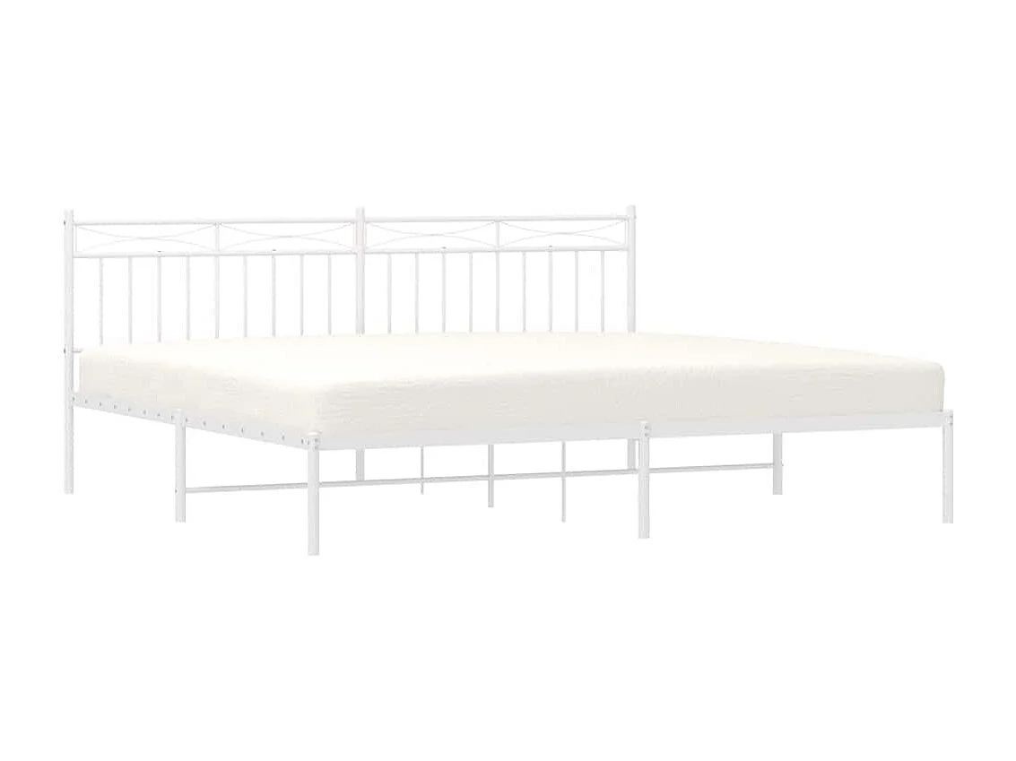 Lit double | Lit adulte | Cadre de lit métal et tête de lit blanc 193x203 cm