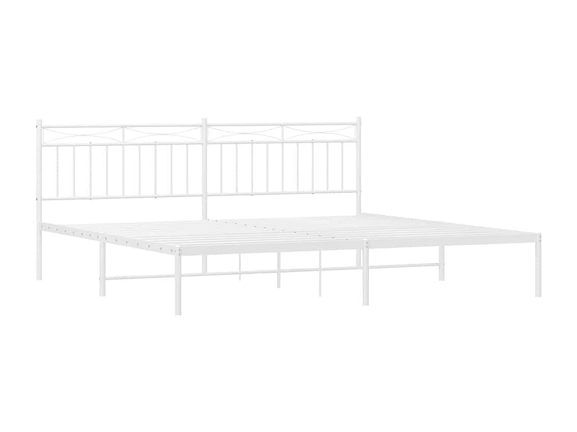 Lit double | Lit adulte | Cadre de lit métal et tête de lit blanc 193x203 cm