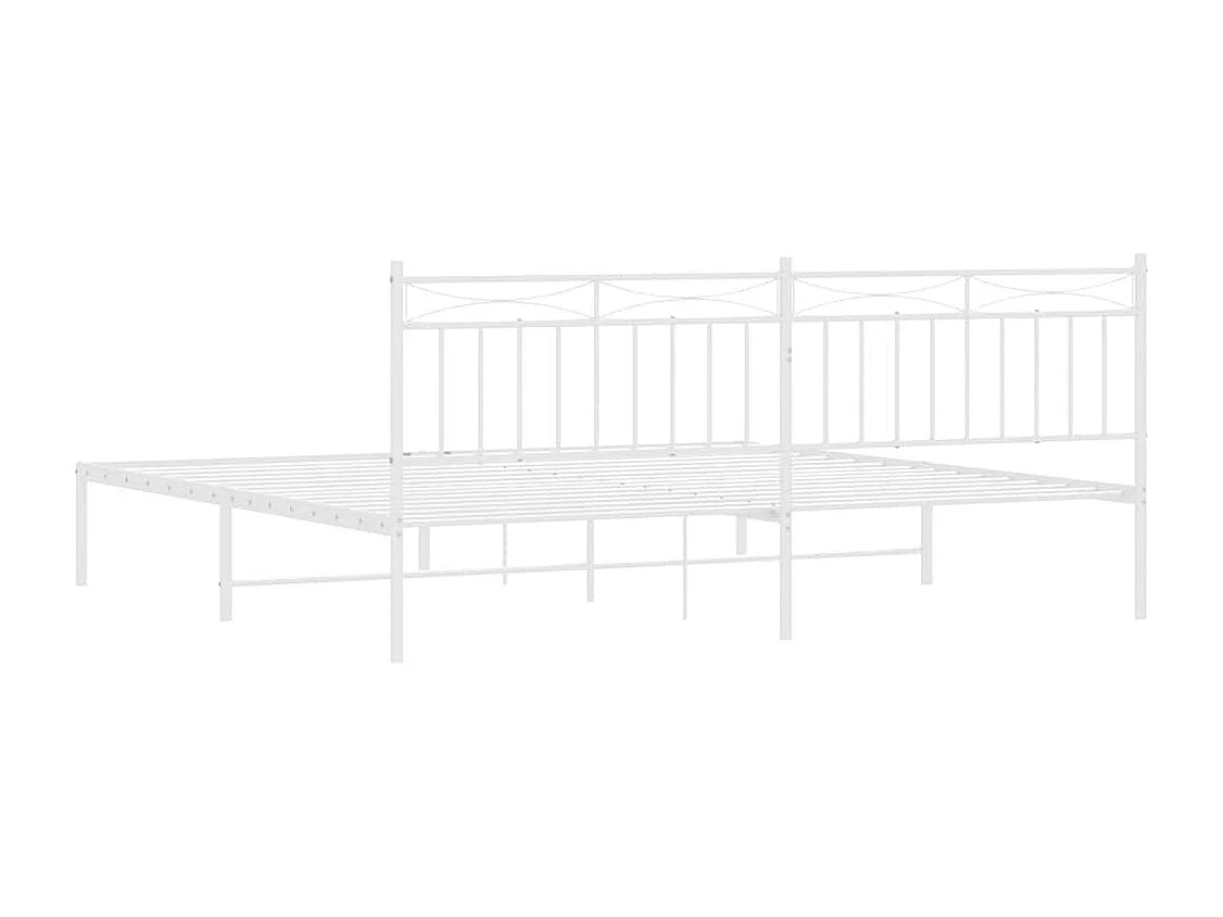 Lit double | Lit adulte | Cadre de lit métal et tête de lit blanc 193x203 cm