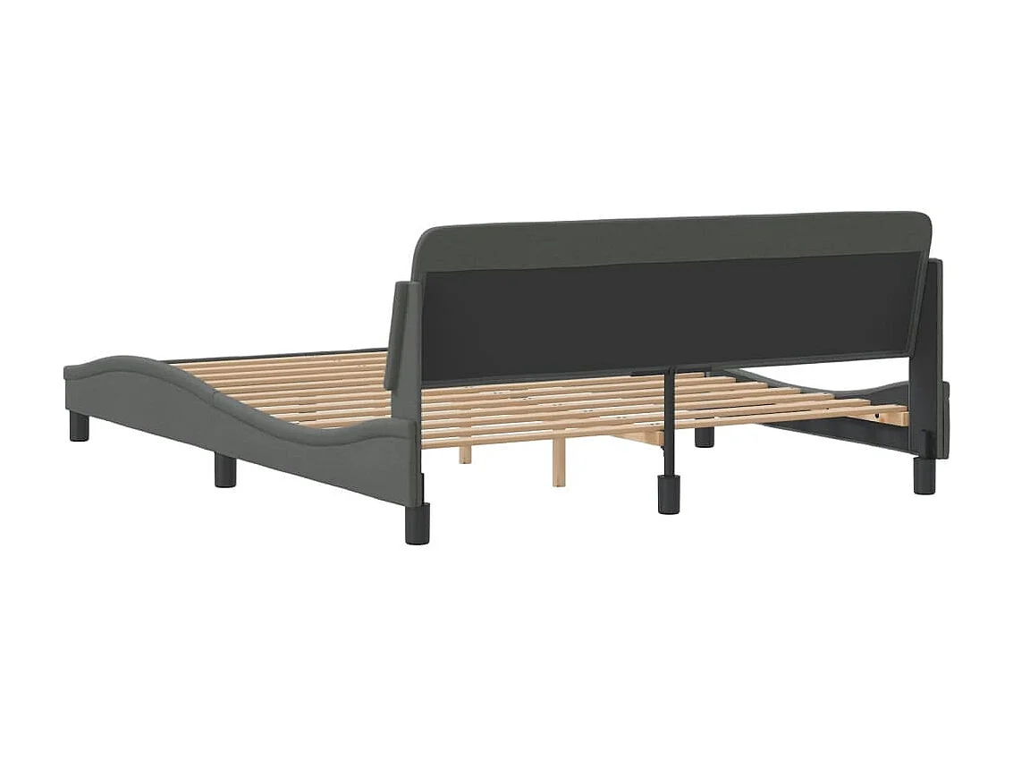 Lit double | Lit adulte | Cadre de lit gris foncé 160x200 cm tissu