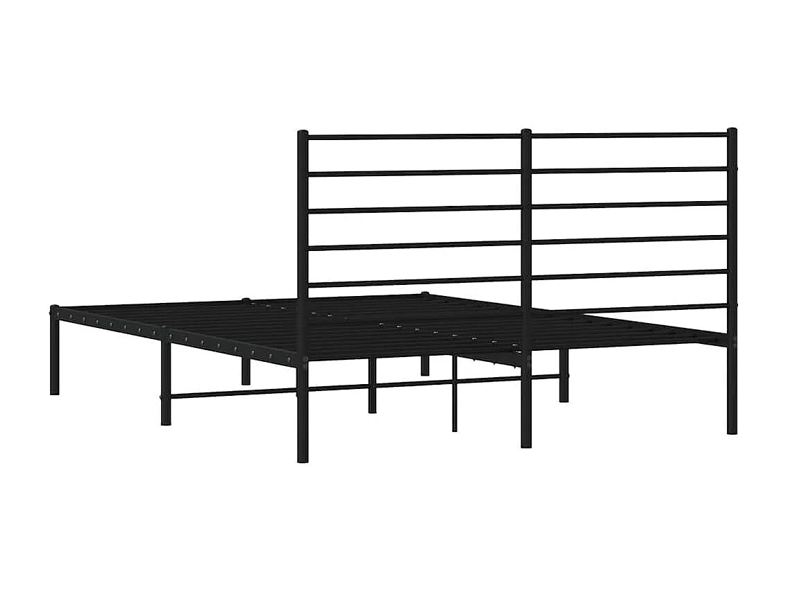 Lit double | Lit adulte | Cadre de lit métal avec tête de lit noir 135x190cm