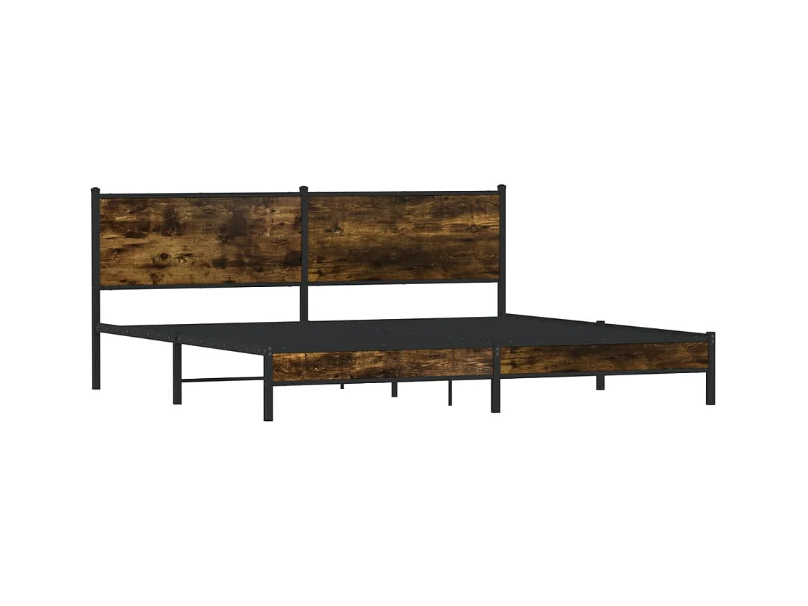 Letto per adulti | Letto matrimoniale | Giroletto senza Materaso in Metallo Rovere Fumo 200x200 cm