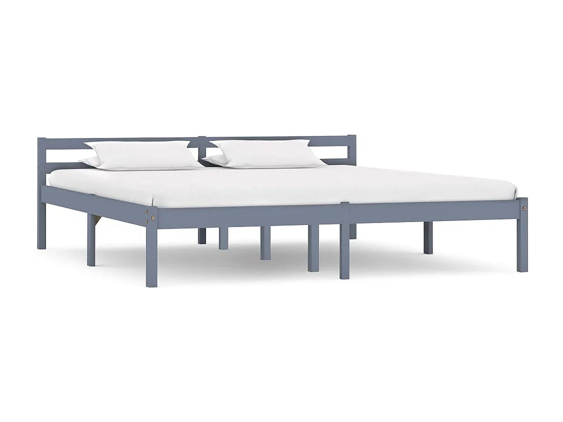 Lit double | Lit adulte | Cadre de lit gris bois massif de pin 180x200 cm