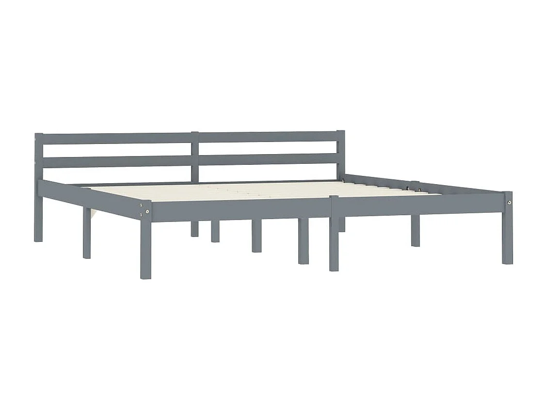 Lit double | Lit adulte | Cadre de lit gris bois massif de pin 180x200 cm