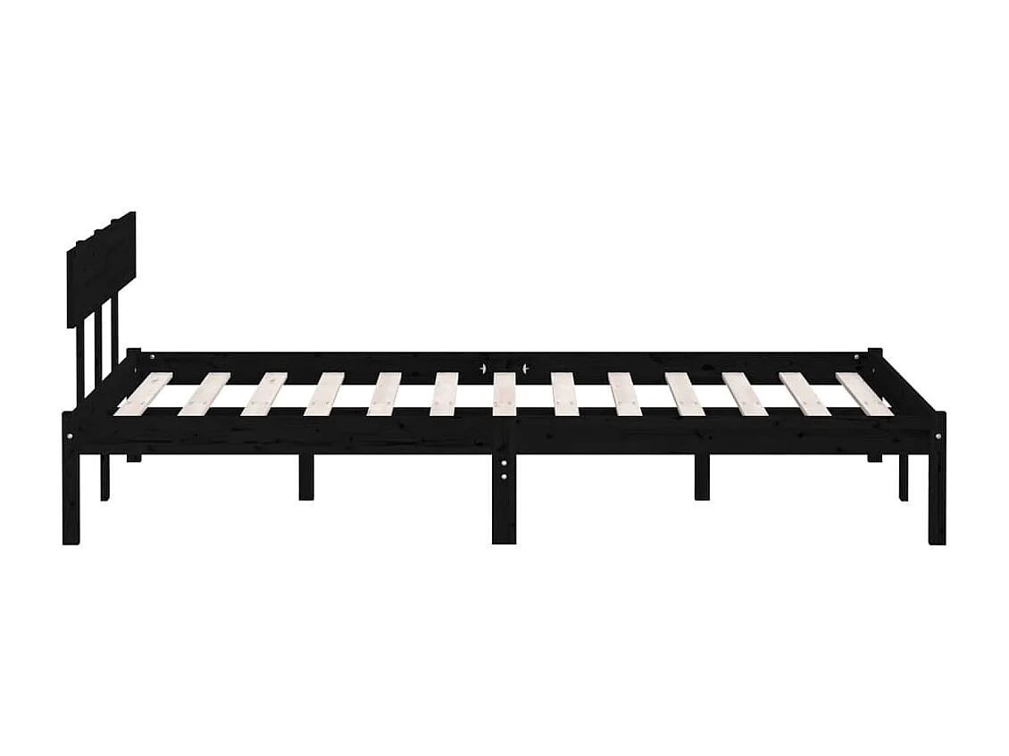 Lit double | Lit adulte | Cadre de lit noir bois massif 140x190 cm