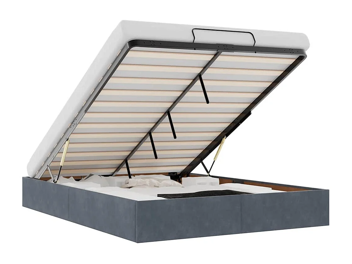 Lit double | Lit adulte | Cadre de lit ottoman gris foncé 140x200 cm velours