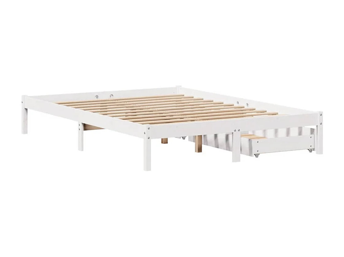 Lit double | Lit adulte | Cadre de lit blanc 135x190 cm bois de pin massif