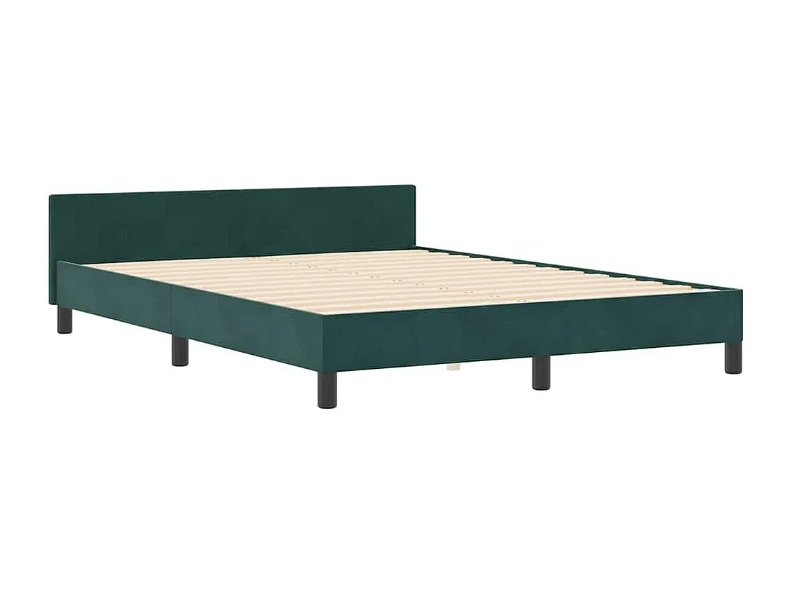 Lit double | Lit adulte | Cadre de lit avec tête de lit Vert foncé 140x190 cm Velours