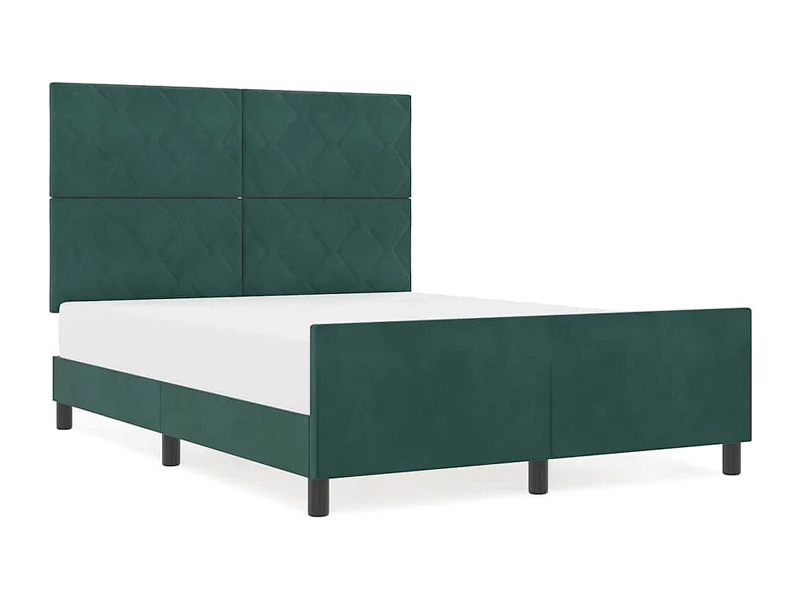 Lit double | Lit adulte | Cadre de lit avec tête de lit Vert foncé 140x190 cm Velours