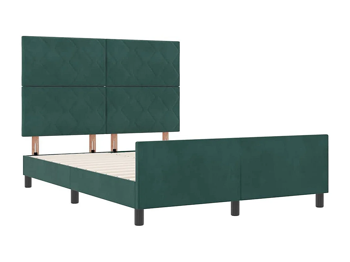 Lit double | Lit adulte | Cadre de lit avec tête de lit Vert foncé 140x190 cm Velours