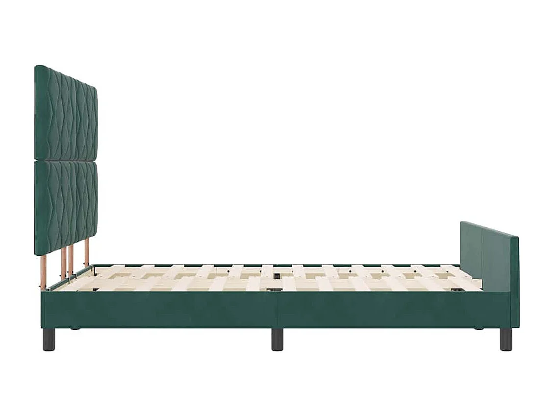 Lit double | Lit adulte | Cadre de lit avec tête de lit Vert foncé 140x190 cm Velours