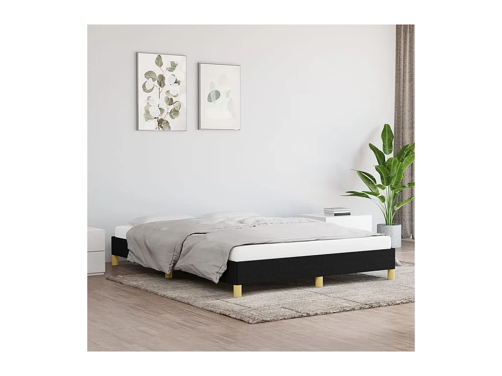 Lit double | Lit adulte | Cadre de lit noir 140x190 cm tissu