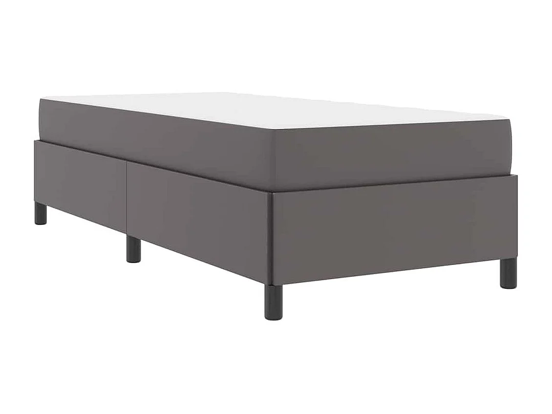 Lit simple | Lit adulte, enfant | Cadre de lit avec matelas Gris 90x190 cm Faux cuir
