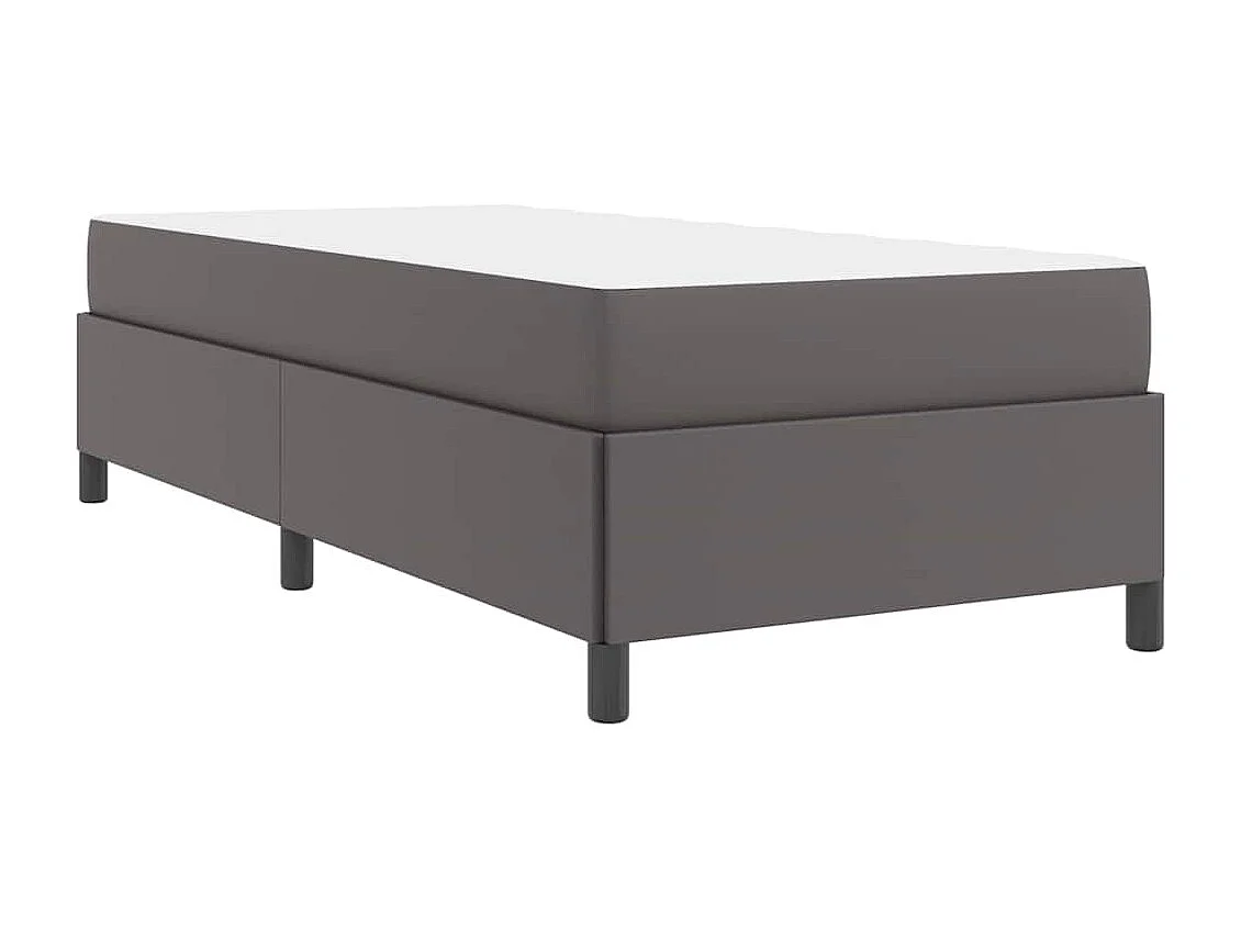 Lit simple | Lit adulte, enfant | Cadre de lit avec matelas Gris 90x190 cm Faux cuir
