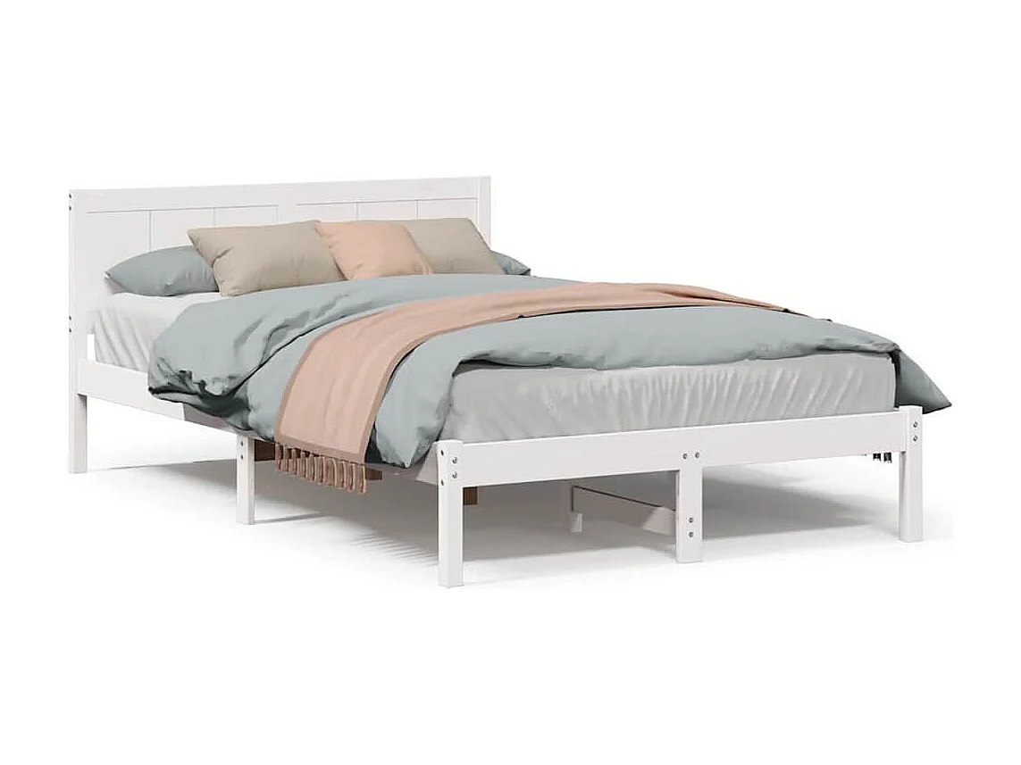 Lit double | Lit adulte | Cadre de lit Blanc 140x190 cm Bois de pin massif