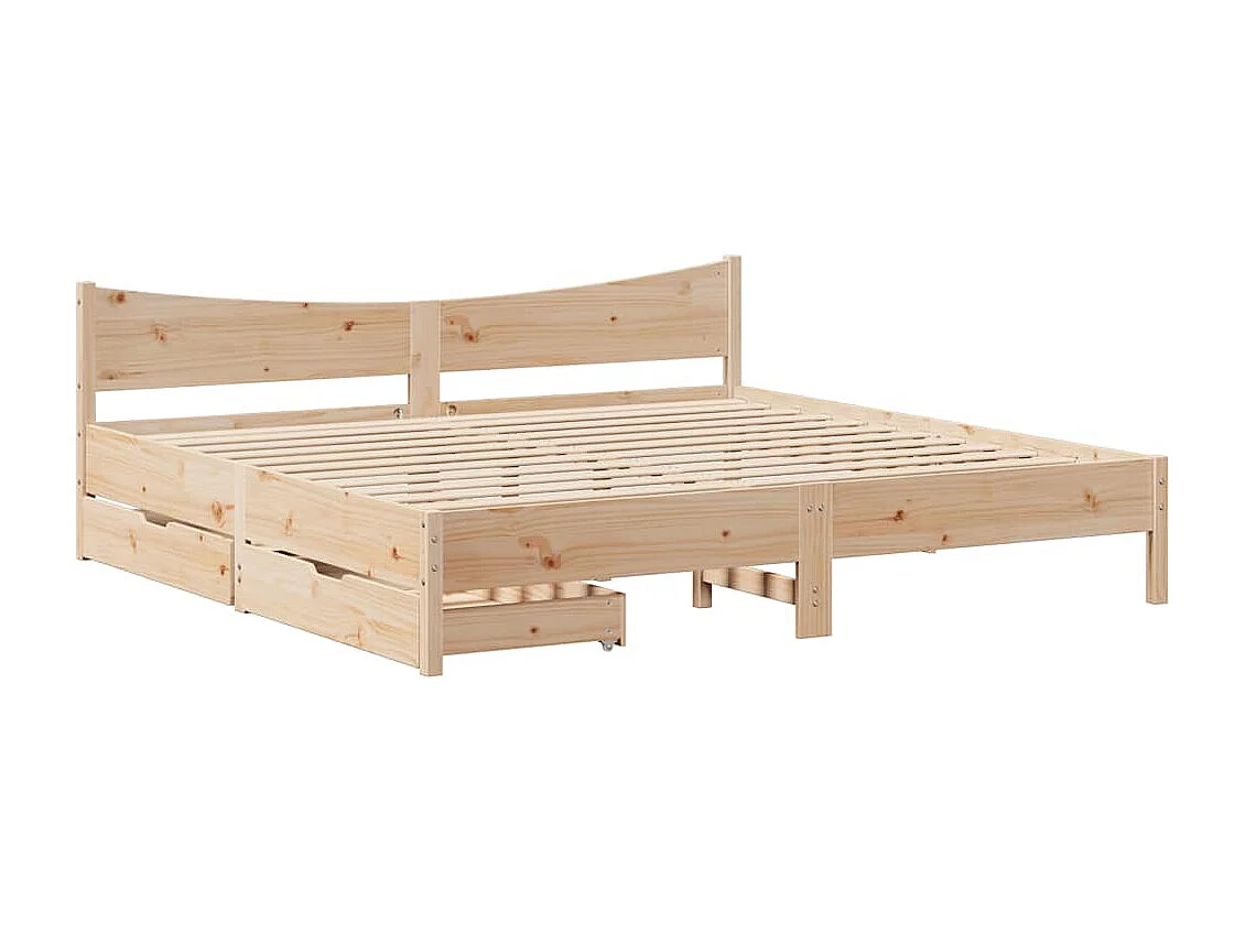 Lit double | Lit adulte | Cadre de lit avec tiroirs 200x200 cm bois massif de pin