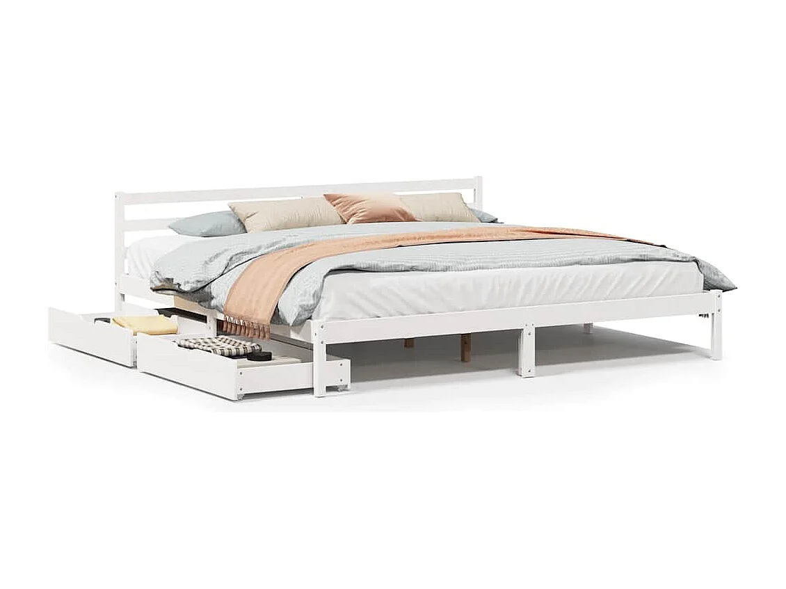 Letto per adulti | Letto matrimoniale | Giroletto senza Materasso Bianco 200x200 cm Legno Massello Pino