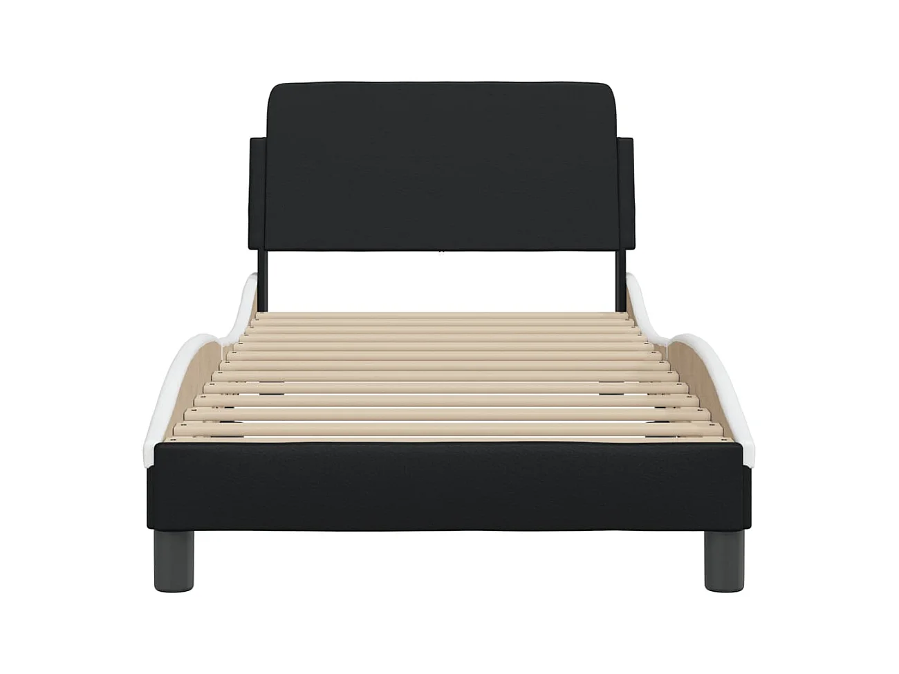 Lit simple | Lit adulte, enfant | Cadre de lit noir et blanc 90x190 cm similicuir