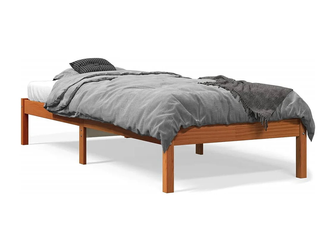 Lit simple | Lit adulte, enfant | Cadre de lit cire marron 90x190 cm bois pin massif
