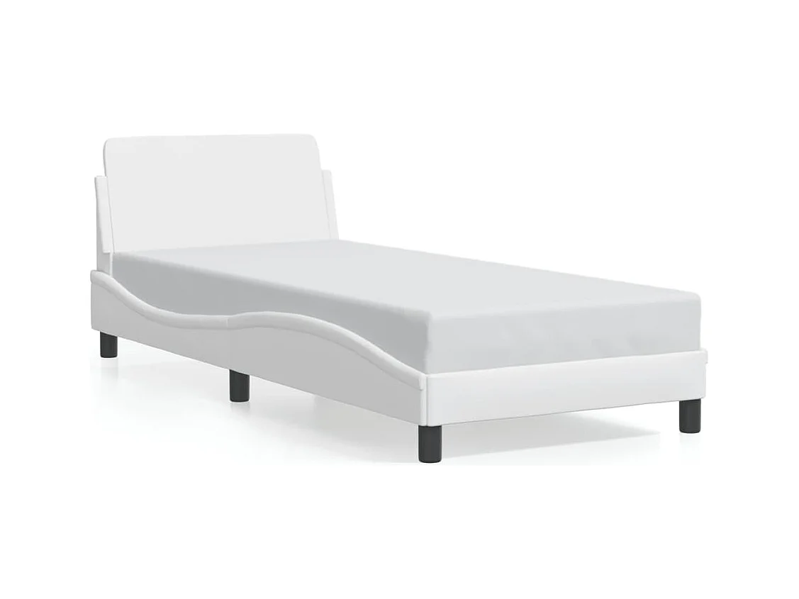 Lit simple | Lit adulte, enfant | Cadre de lit blanc 90x190 cm similicuir