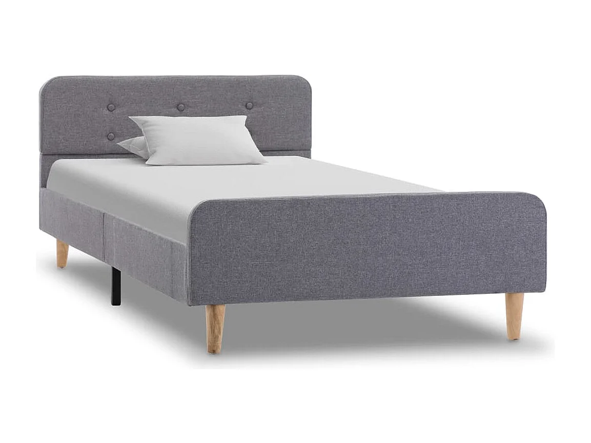 Letto per adulti | Letto singolo | Giroletto Grigio Chiaro in Tessuto 90x200 cm