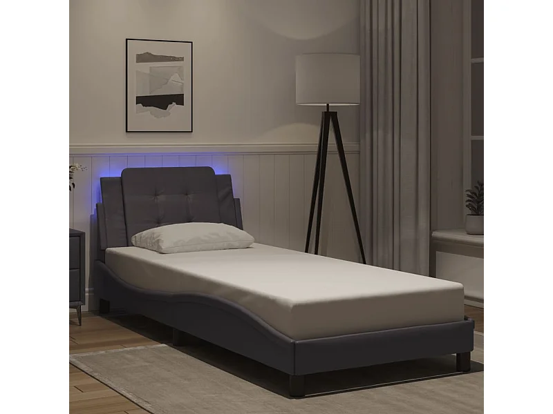 Lit simple | Lit adulte, enfant | Cadre de lit avec LED gris 80x200 cm