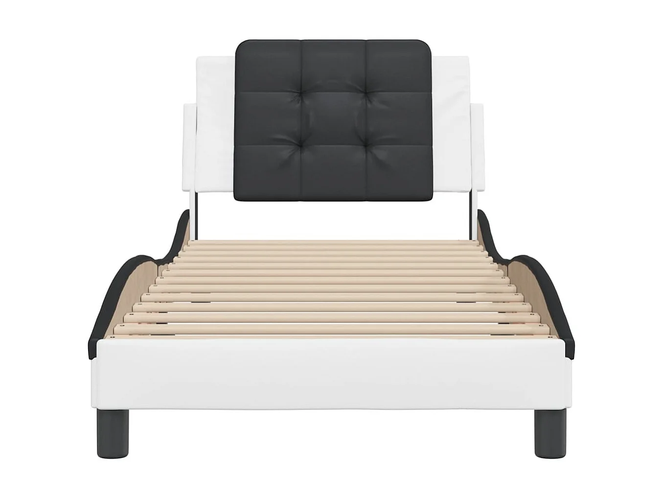 Lit simple | Lit adulte, enfant | Cadre de lit blanc et noir 90x190 cm similicuir