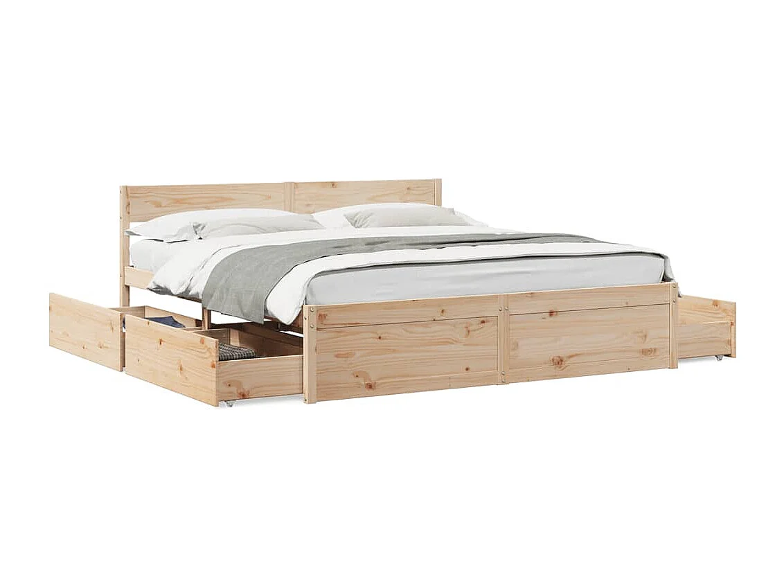 Lit double | Lit adulte | Cadre de lit 200x200 cm bois massif de pin