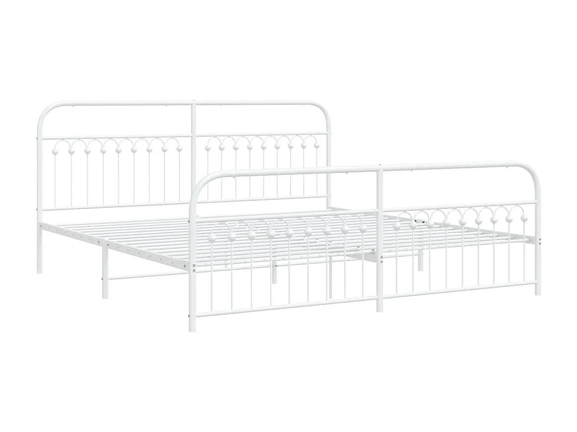 Lit double | Lit adulte | Cadre de lit métal et pied de lit blanc 193x203 cm