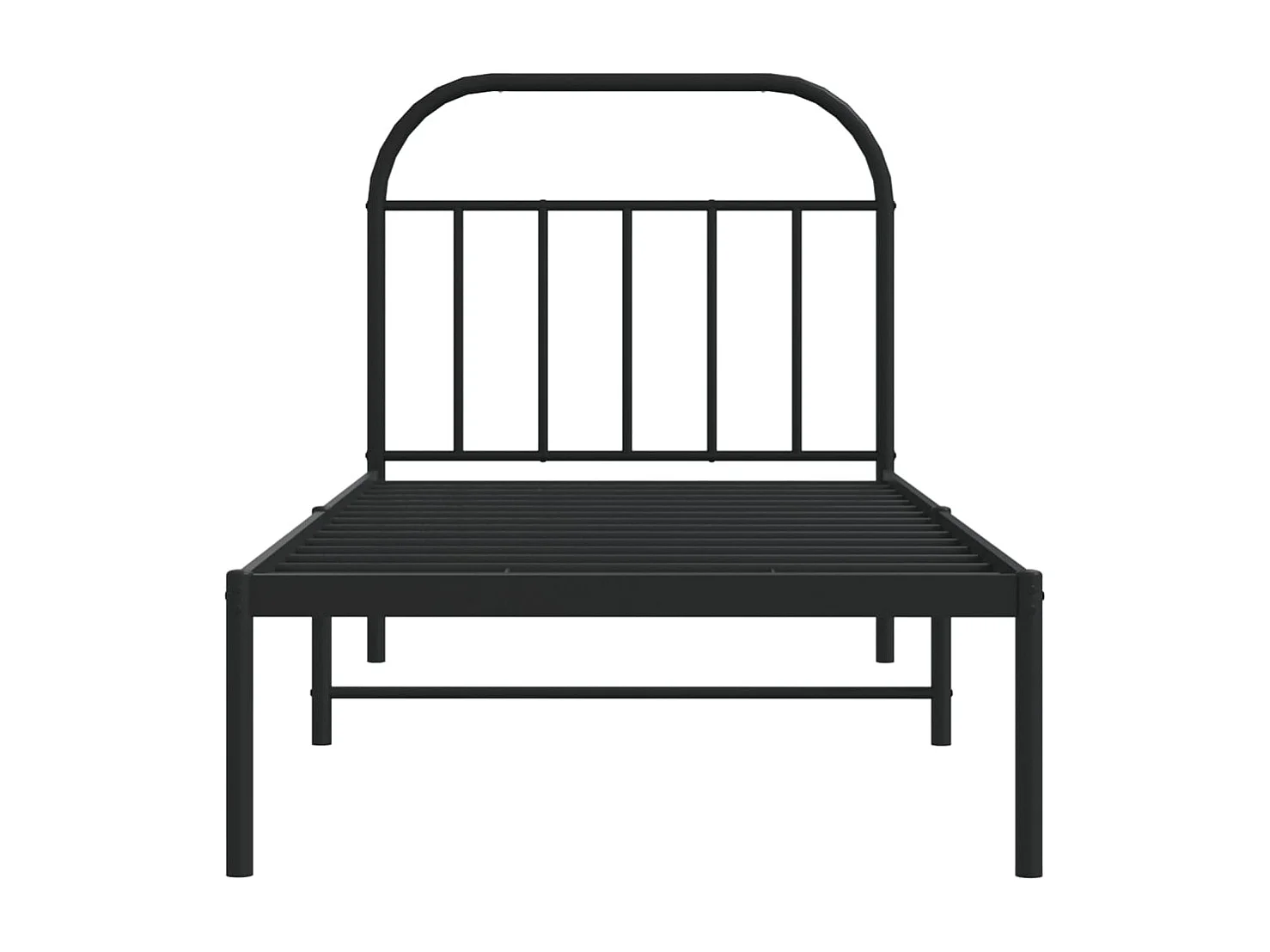 Lit simple | Lit adulte, enfant | Cadre de lit métal avec tête de lit noir 90x190 cm