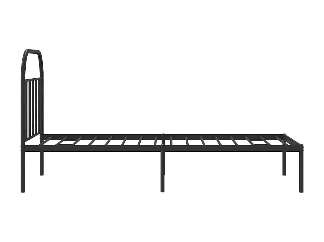 Lit simple | Lit adulte, enfant | Cadre de lit métal avec tête de lit noir 90x190 cm
