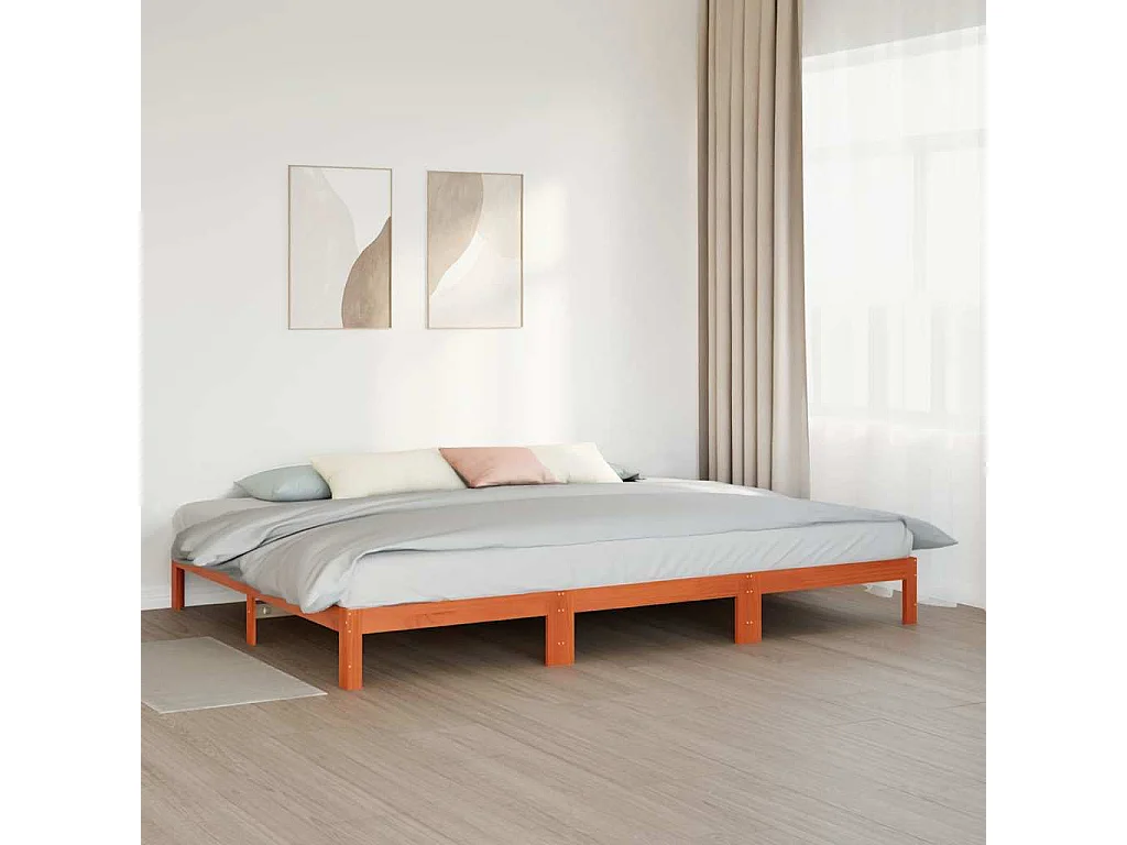 Letto per adulti | Letto matrimoniale | Giroletto Familiare senza Materasso Marrone Cera 240x200 cm