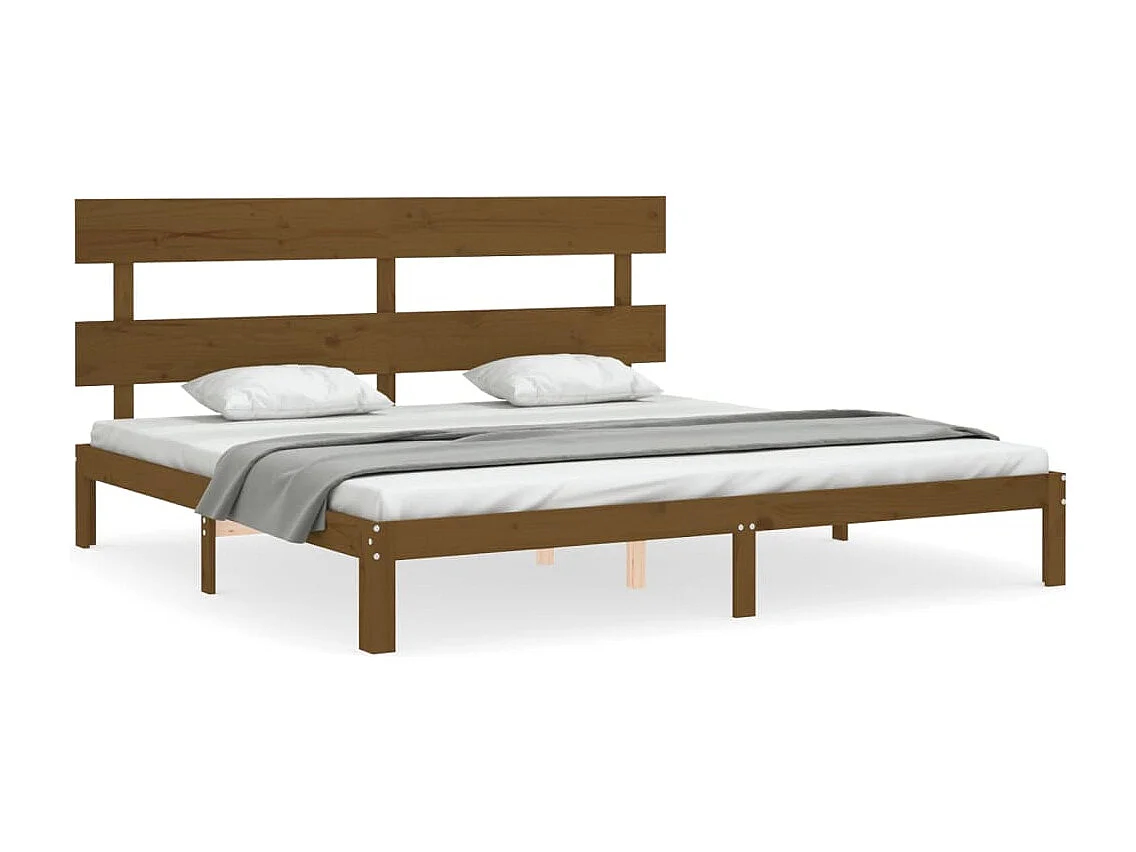 Lit double | Lit adulte | Cadre de lit marron miel 200x200cm bois pin massif