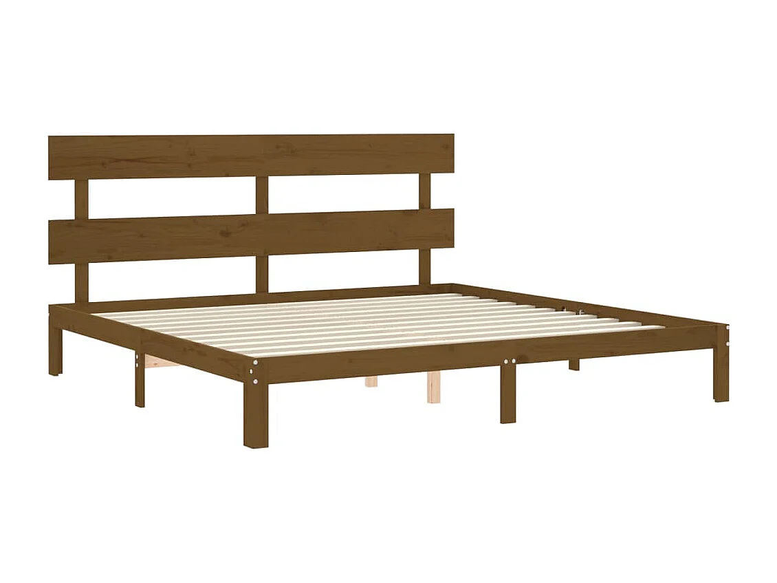Lit double | Lit adulte | Cadre de lit marron miel 200x200cm bois pin massif