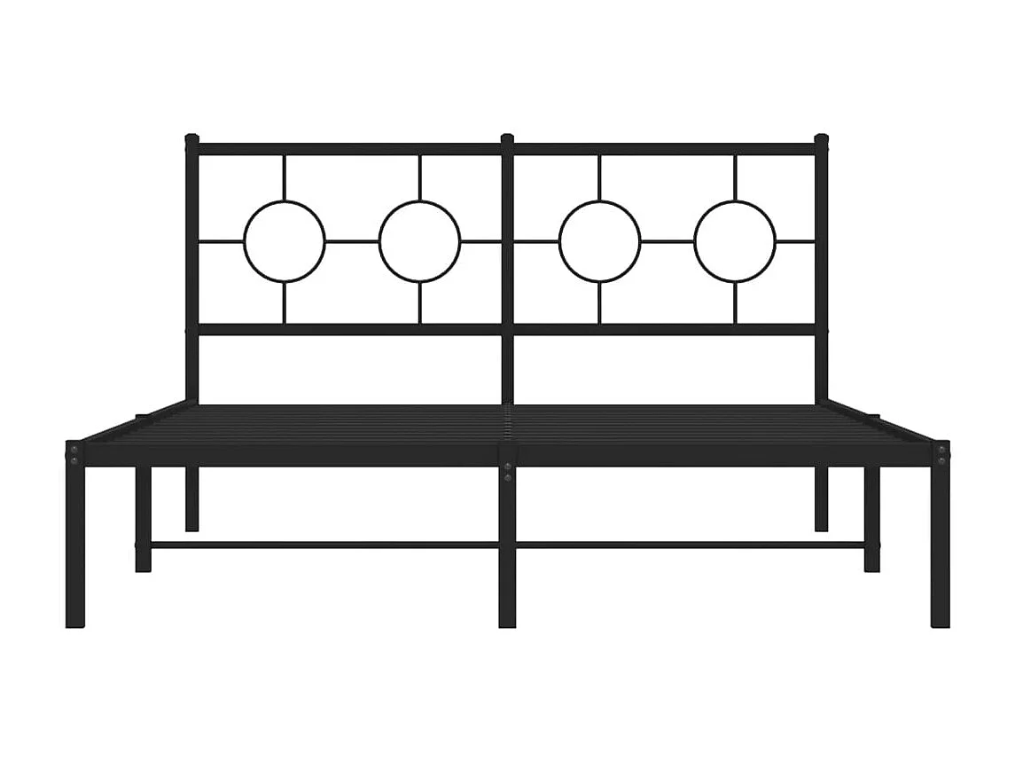 Lit double | Lit adulte | Cadre de lit métal avec tête de lit noir 140x200cm