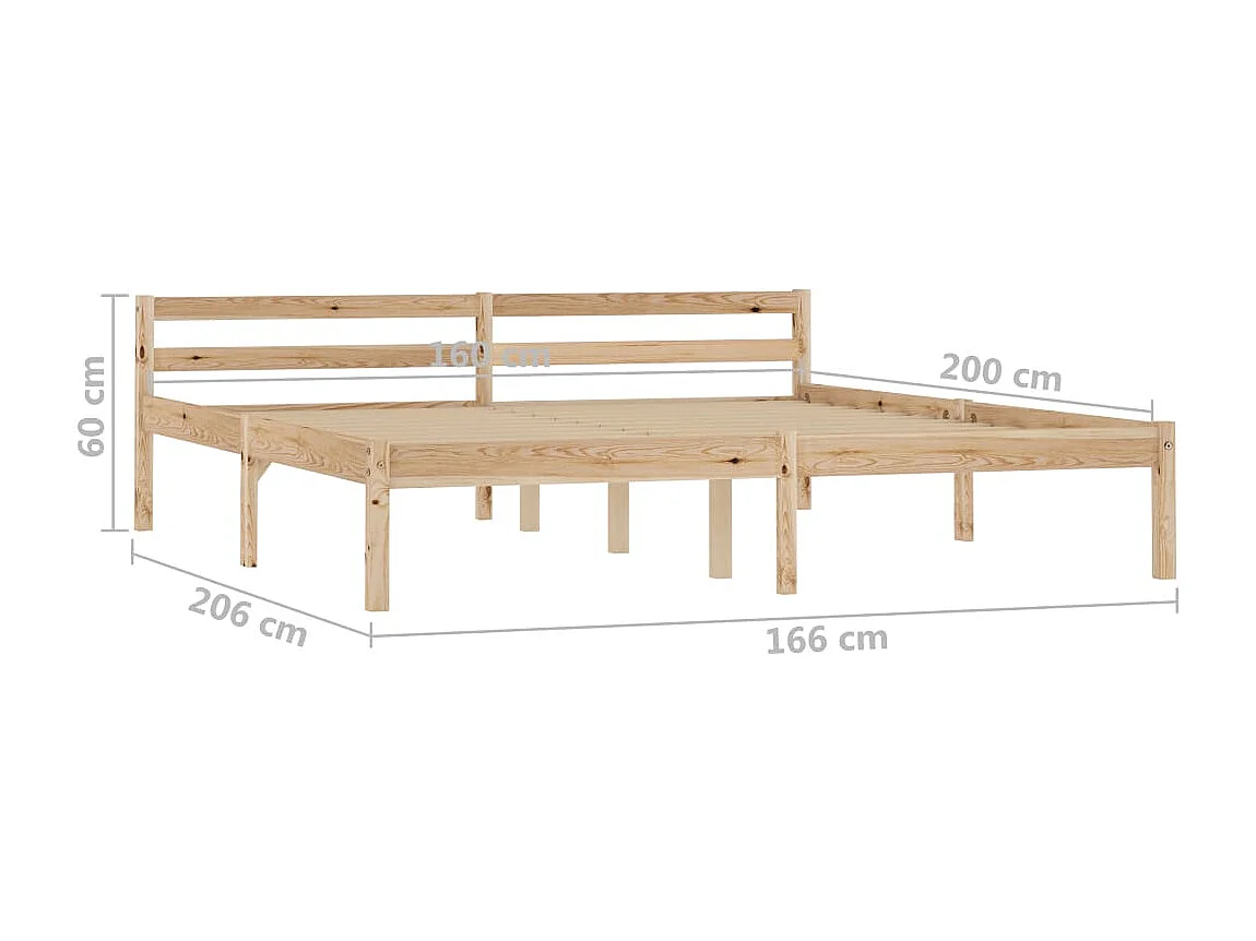 Lit double | Lit adulte | Cadre de lit bois massif de pin 160x200 cm