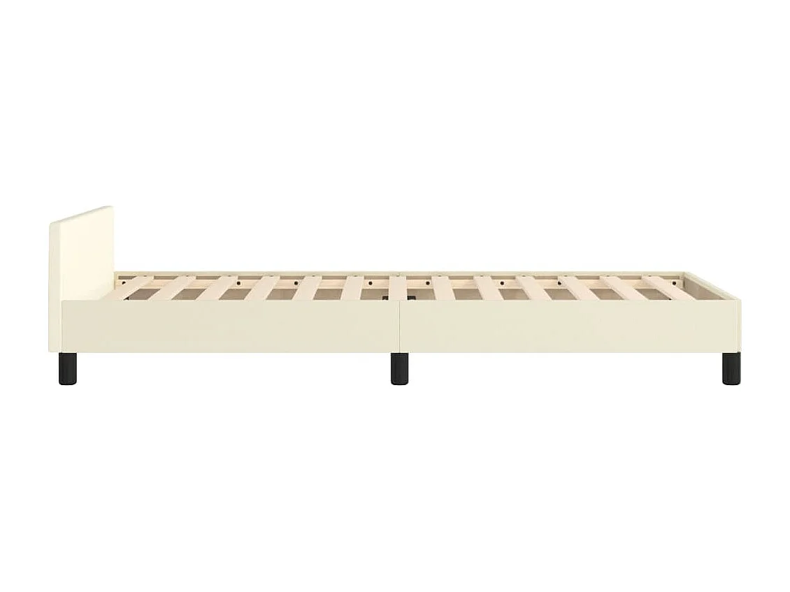 Lit simple | Lit adulte, enfant | Cadre de lit crème 90x190 cm similicuir