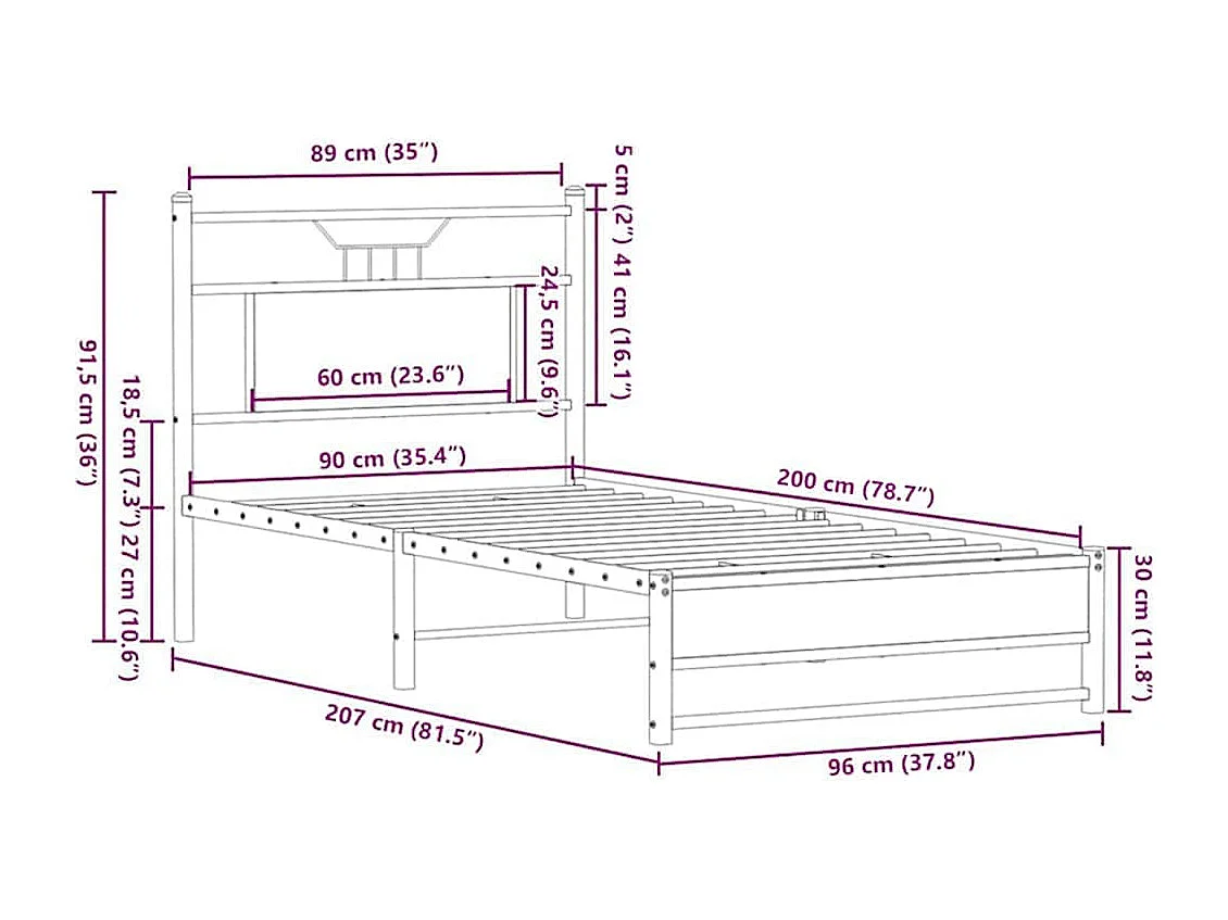Lit simple | Lit adulte, enfant | Cadre de lit chêne marron 90x200cm bois ingénierie