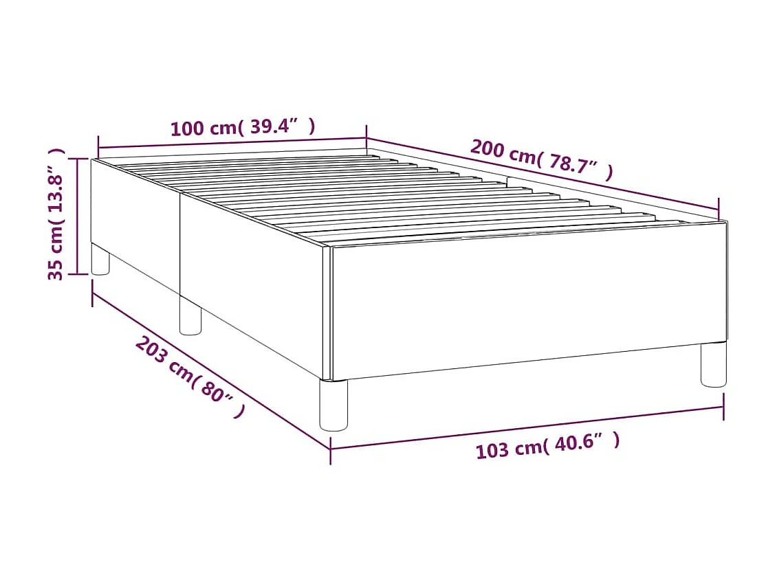 Lit simple | Lit adulte, enfant | Cadre de lit gris foncé 100x200 cm tissu