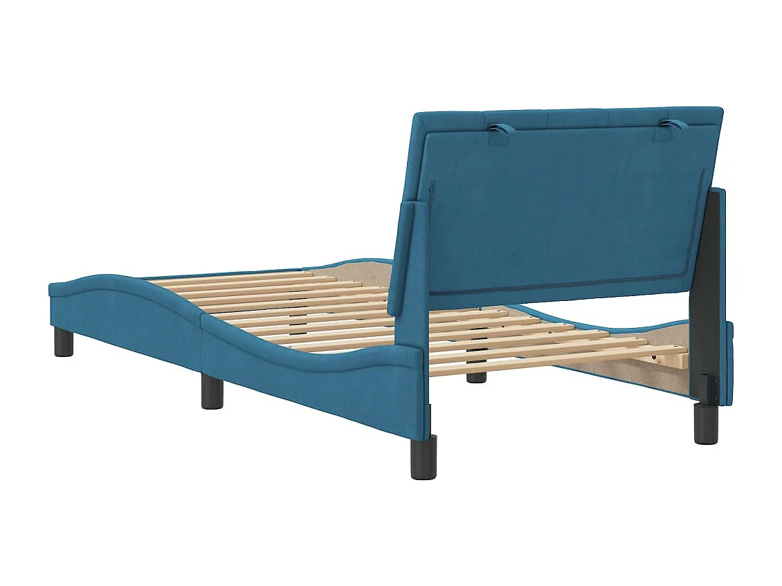 Lit simple | Lit adulte, enfant | Cadre de lit bleu 90x200 cm velours