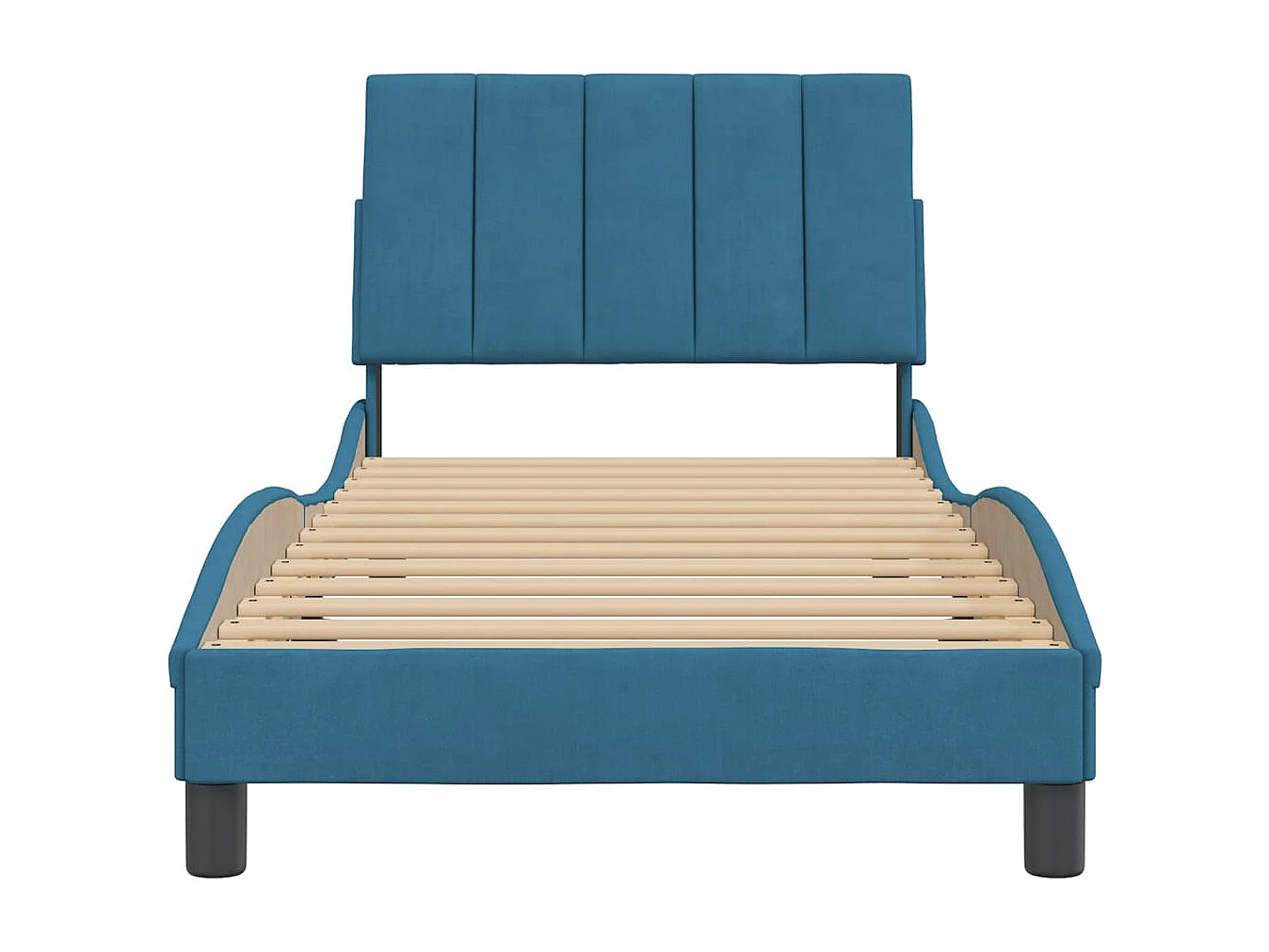Letto per adulti | Letto singolo | Giroletto senza Materasso Hanko Blu 90x200 cm in Velluto